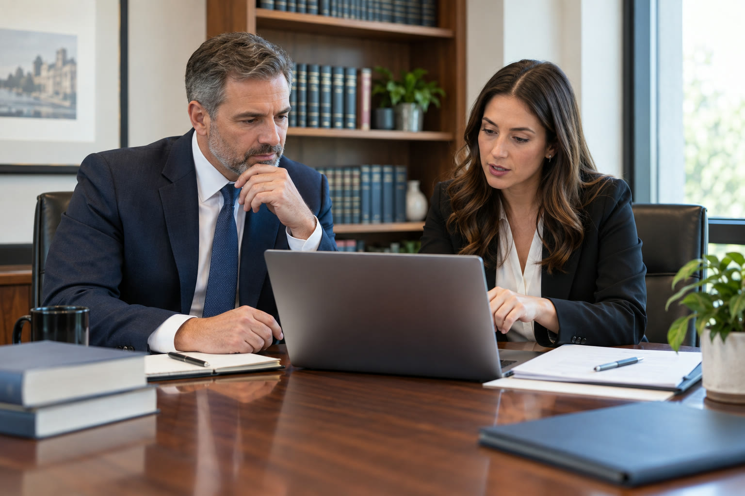 Attorney and web strategist reviewing a legal website intake path